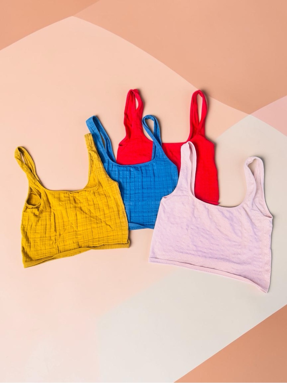 Anthropologie Scoop Crop Tank Set — Pink, Red, Blue & Yellow